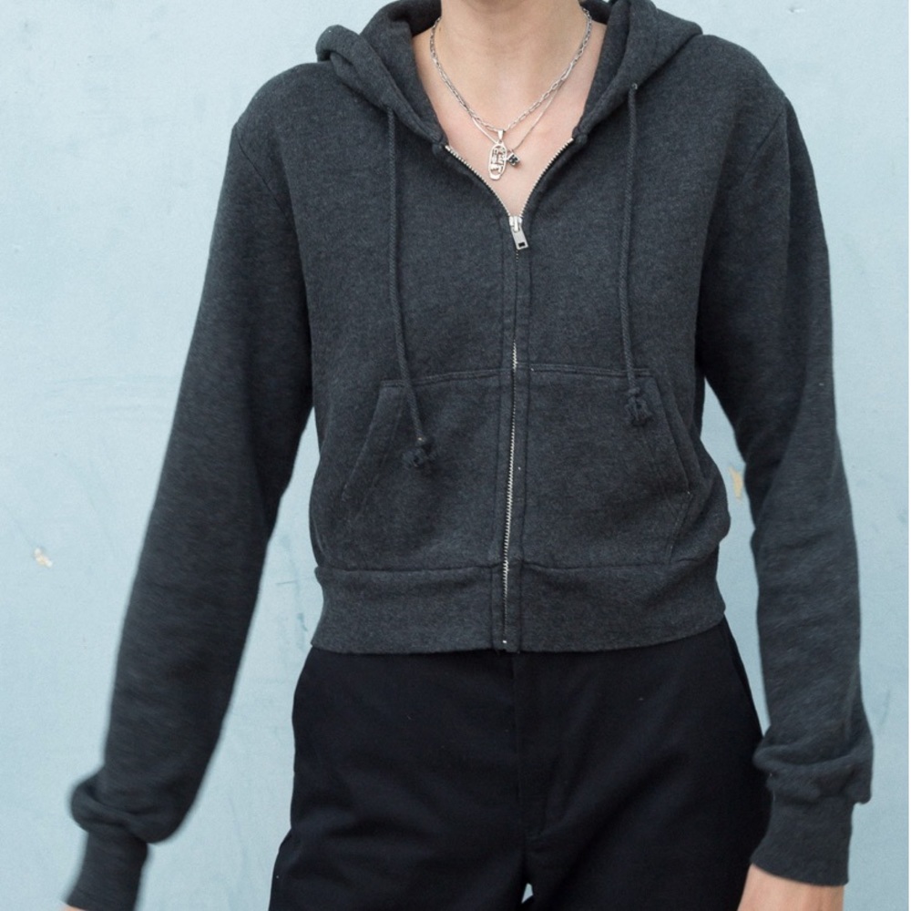 grey brandy melville crystal zip up hoodie